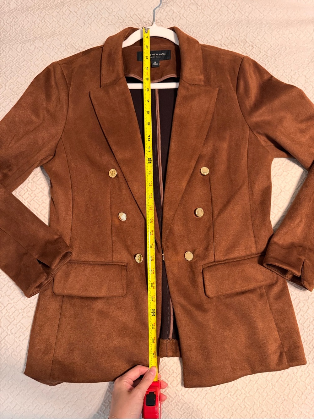 Marc New York Tan Suede Double-Breasted Blazer - Picture 3 of 6
